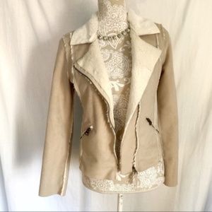 Lucky Brand // Faux Suede Sherpa Lined Moto Jacket